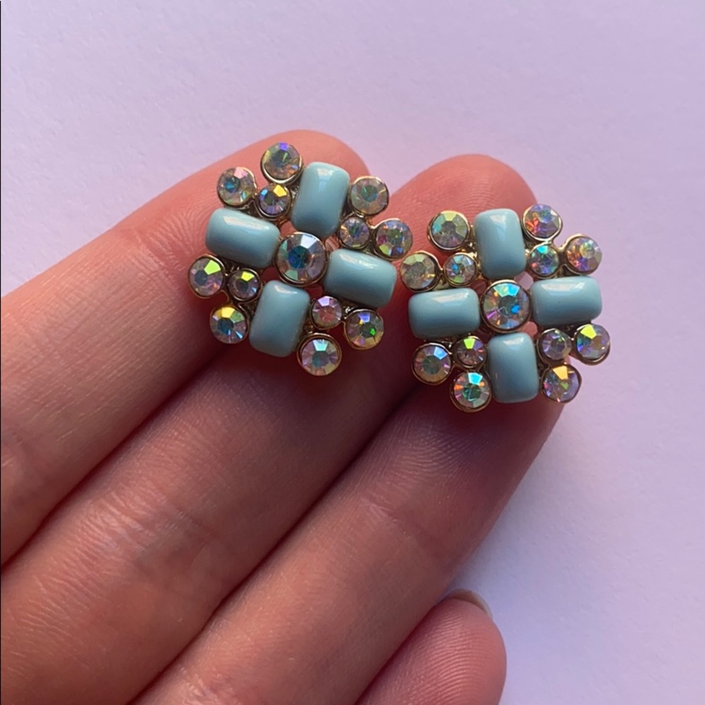 Vintage Blue Earring Flower Design